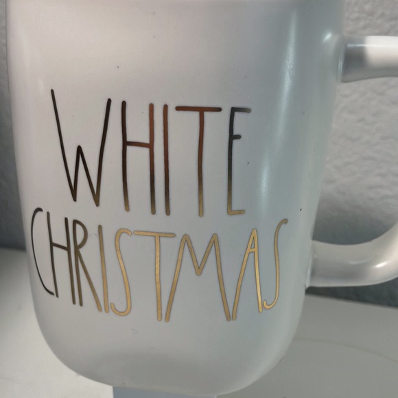 White Christmas Rae Dunn Mug with Gold Letters and Red Color Inside Mug - Picture 2 of 5